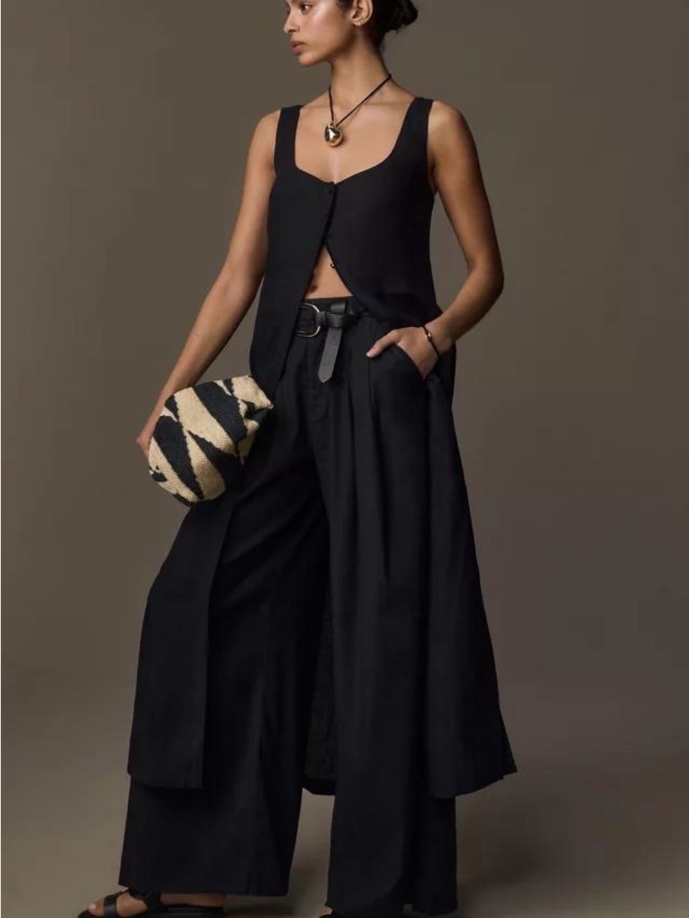 Anthropologie Black sleeveless linen vest